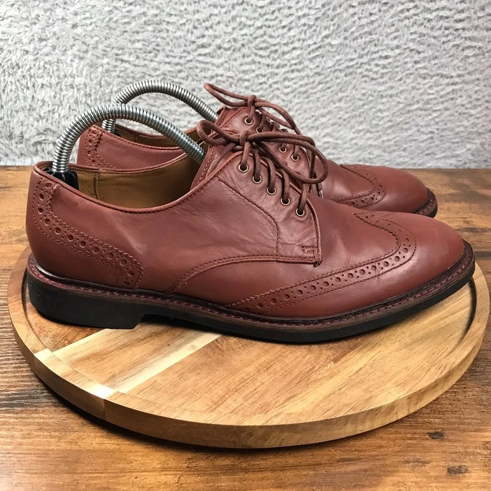 Cole Haan Wingtip Oxford‎ Mens 8.5M Brogue Brown Leather Derby Dress Shoes